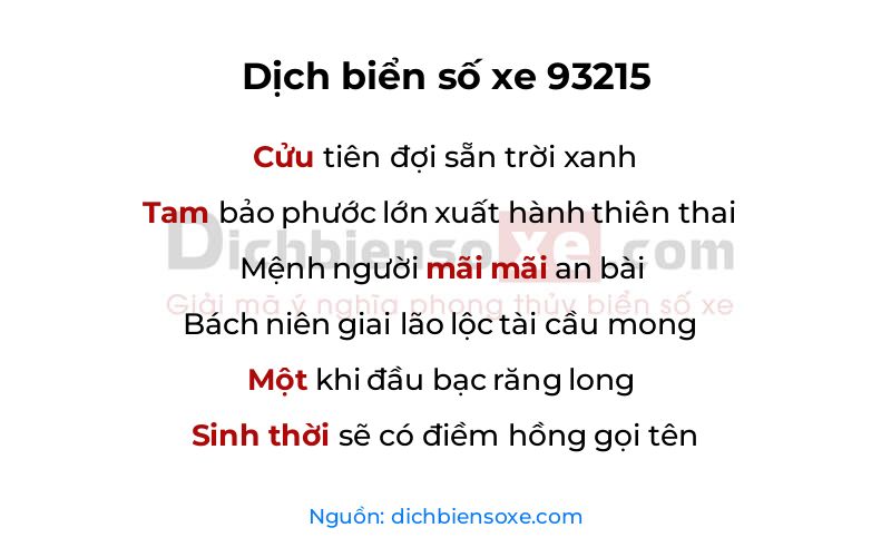 Dịch thơ biển số 93215