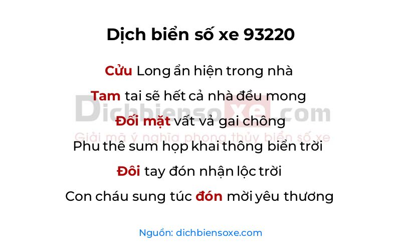 Dịch thơ biển số 93220