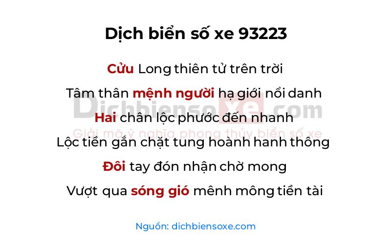 Dịch thơ biển số 93223