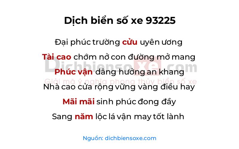 Dịch thơ biển số 93225