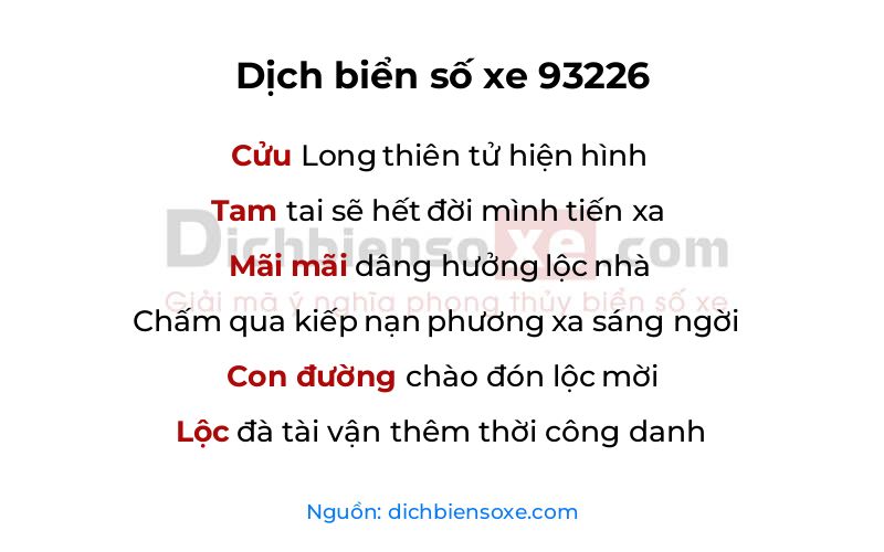 Dịch thơ biển số 93226
