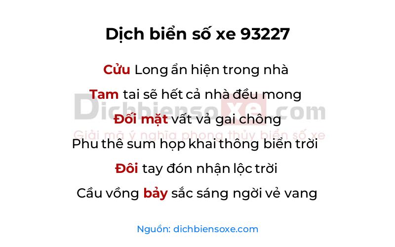 Dịch thơ biển số 93227