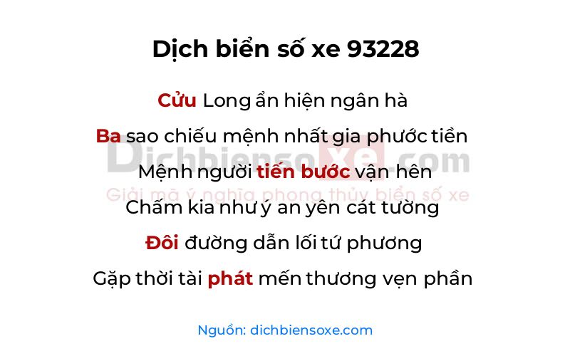 Dịch thơ biển số 93228