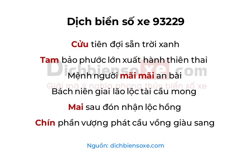 Dịch thơ biển số 93229
