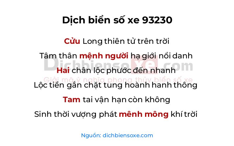 Dịch thơ biển số 93230