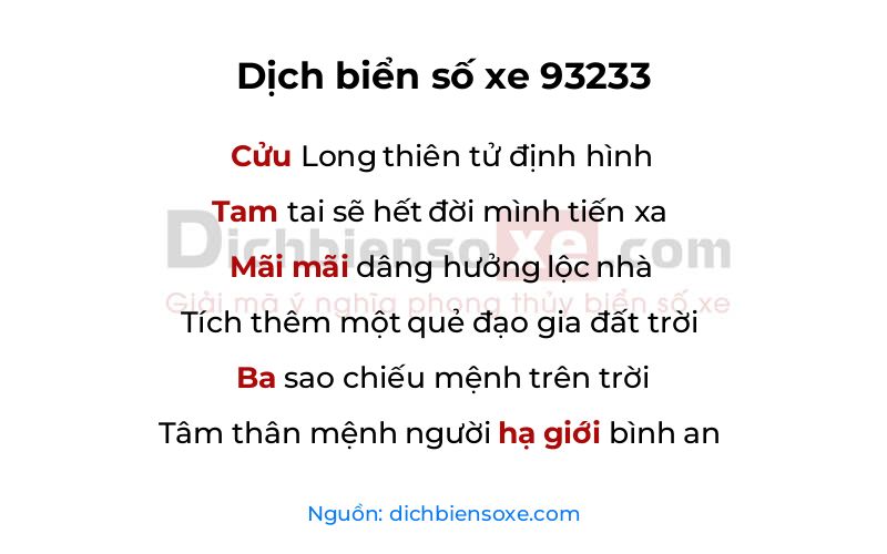 Dịch thơ biển số 93233