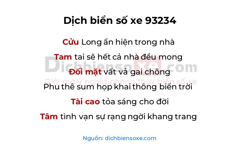Dịch thơ biển số 93234