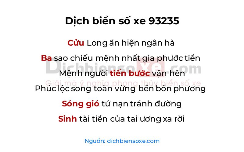 Dịch thơ biển số 93235