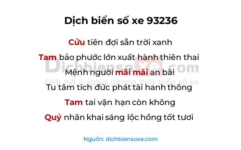 Dịch thơ biển số 93236
