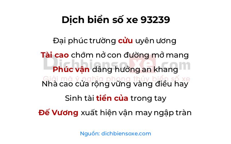 Dịch thơ biển số 93239
