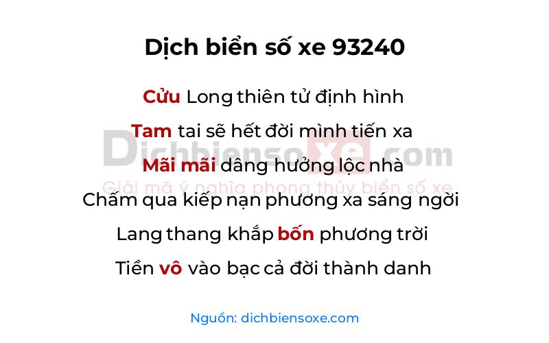 Dịch thơ biển số 93240