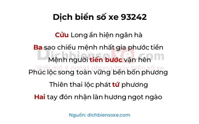 Dịch thơ biển số 93242