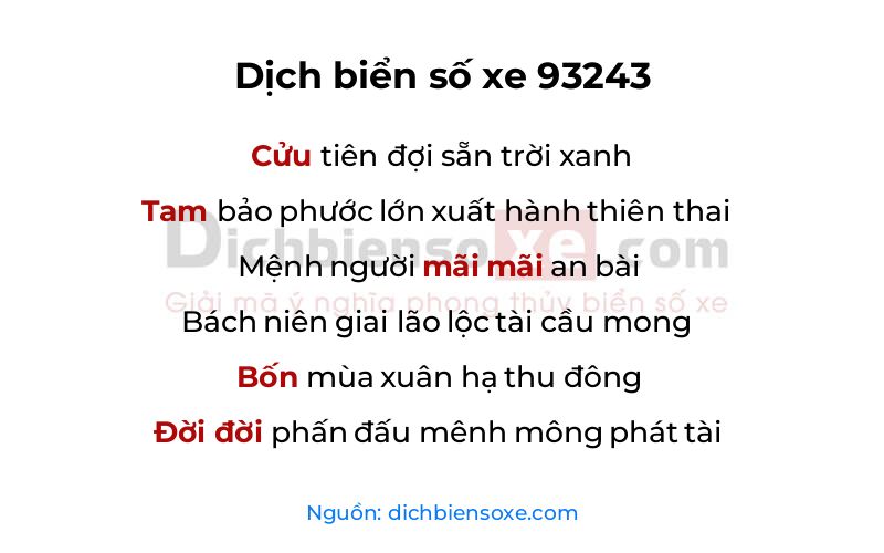 Dịch thơ biển số 93243