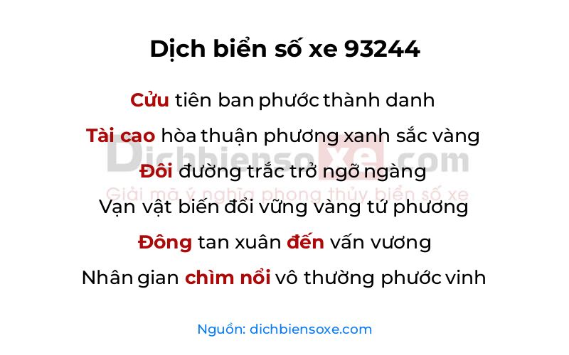 Dịch thơ biển số 93244