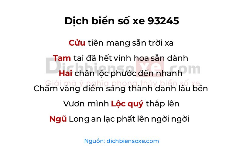 Dịch thơ biển số 93245