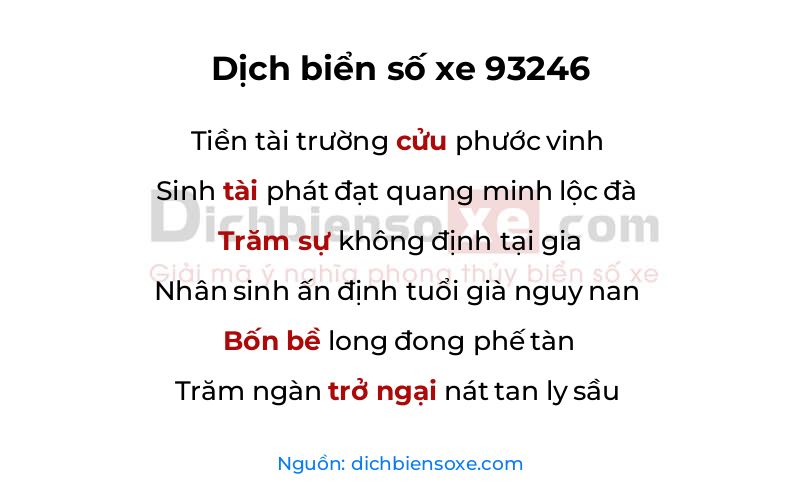 Dịch thơ biển số 93246