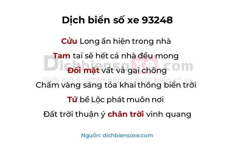 Dịch thơ biển số 93248