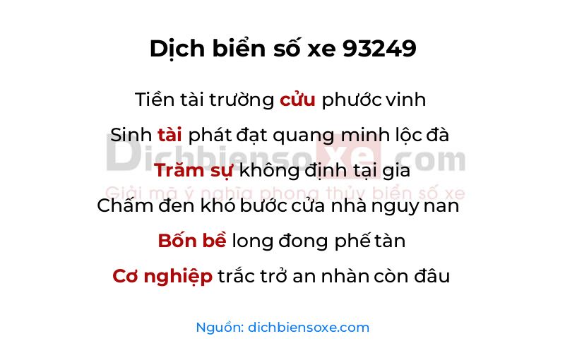 Dịch thơ biển số 93249