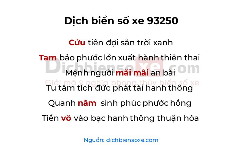 Dịch thơ biển số 93250