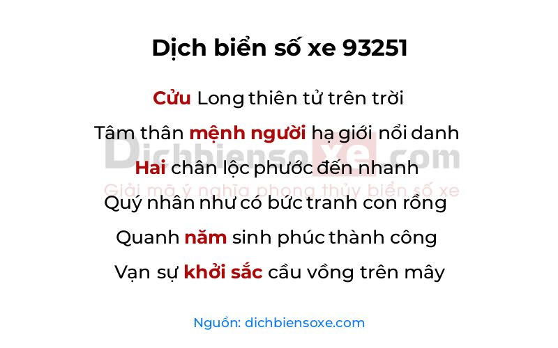 Dịch thơ biển số 93251
