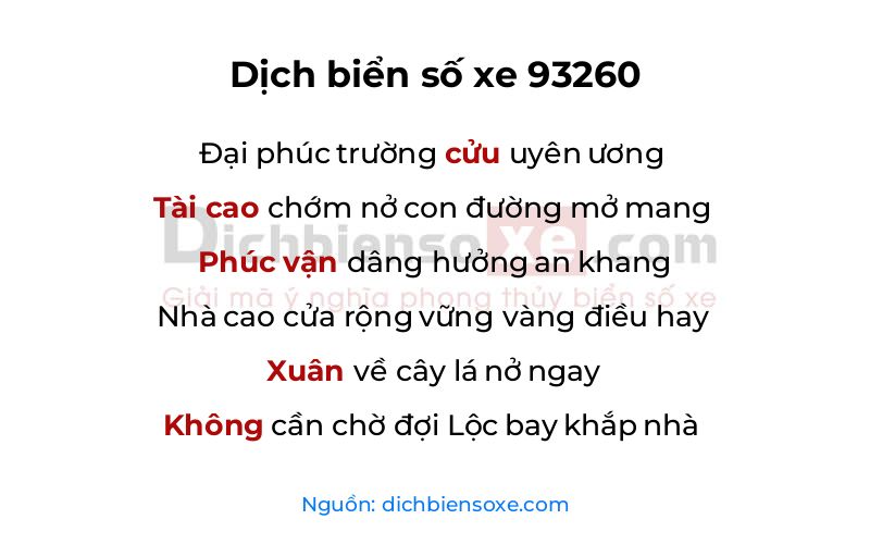 Dịch thơ biển số 93260