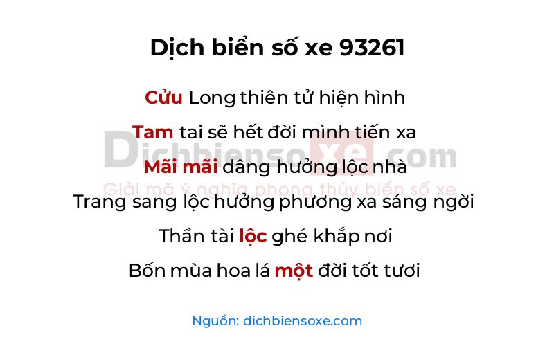 Dịch thơ biển số 93261