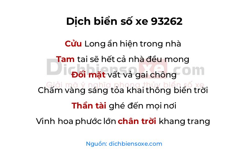 Dịch thơ biển số 93262