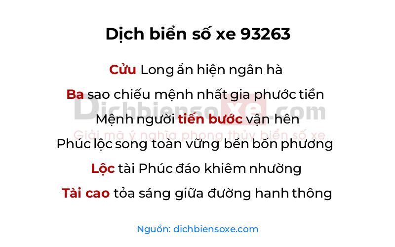 Dịch thơ biển số 93263