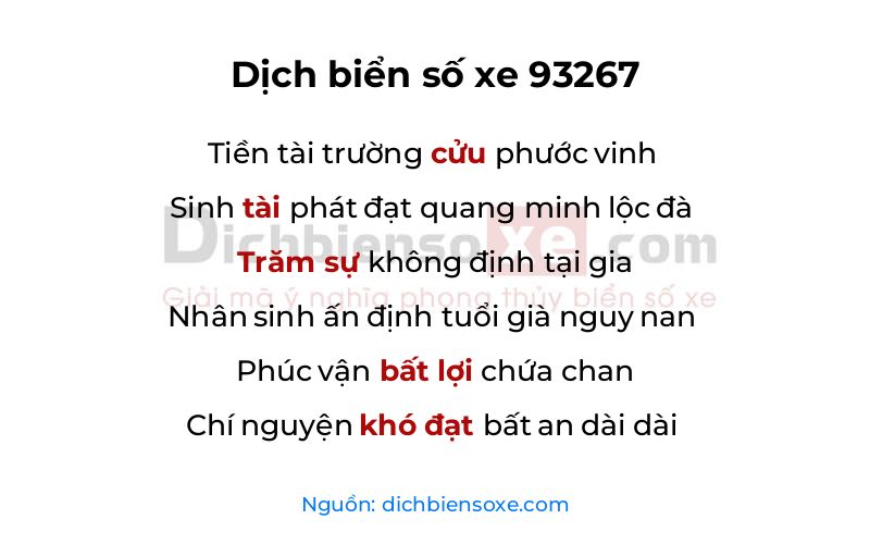 Dịch thơ biển số 93267