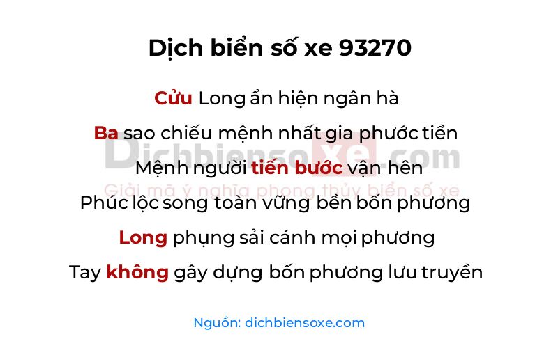 Dịch thơ biển số 93270