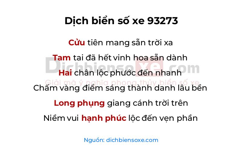 Dịch thơ biển số 93273
