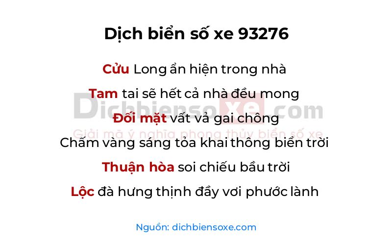 Dịch thơ biển số 93276