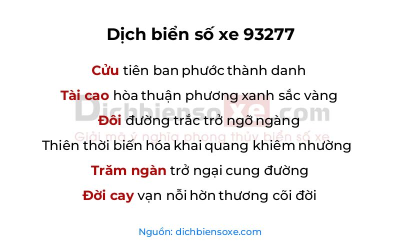 Dịch thơ biển số 93277
