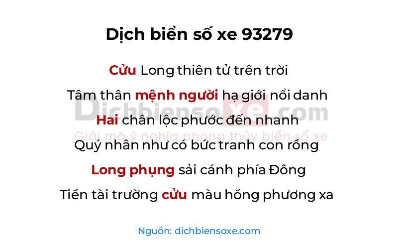 Dịch thơ biển số 93279