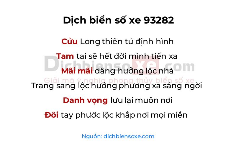 Dịch thơ biển số 93282