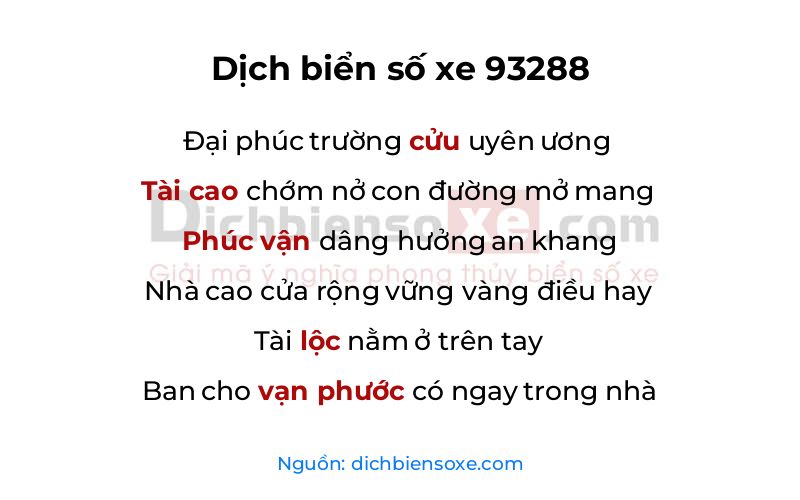 Dịch thơ biển số 93288