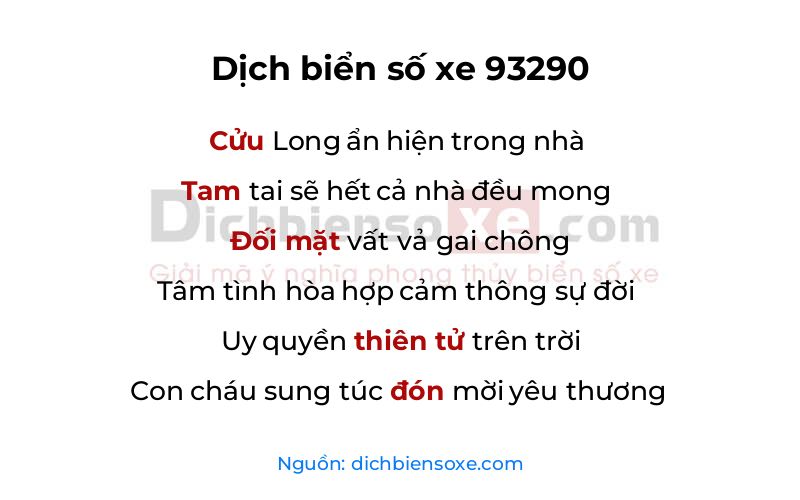 Dịch thơ biển số 93290