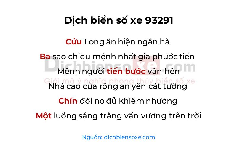 Dịch thơ biển số 93291