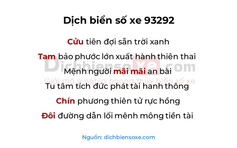 Dịch thơ biển số 93292