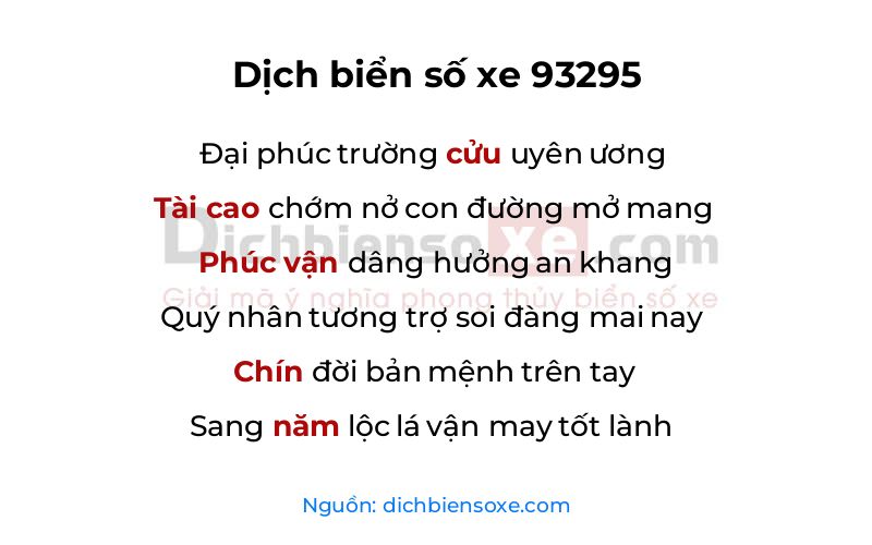 Dịch thơ biển số 93295