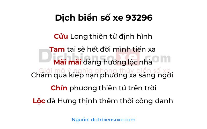 Dịch thơ biển số 93296