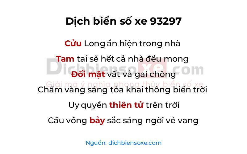 Dịch thơ biển số 93297