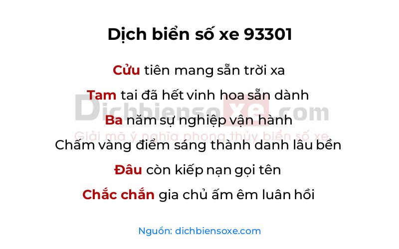 Dịch thơ biển số 93301