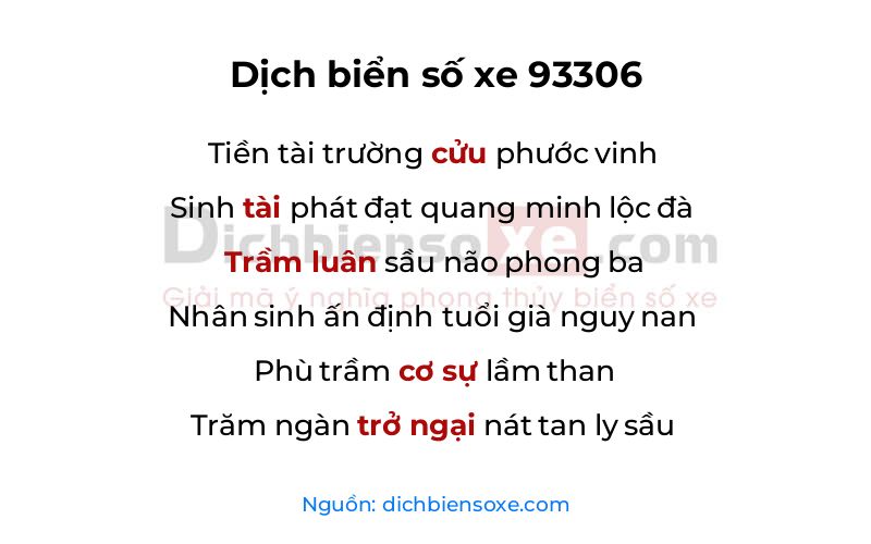 Dịch thơ biển số 93306