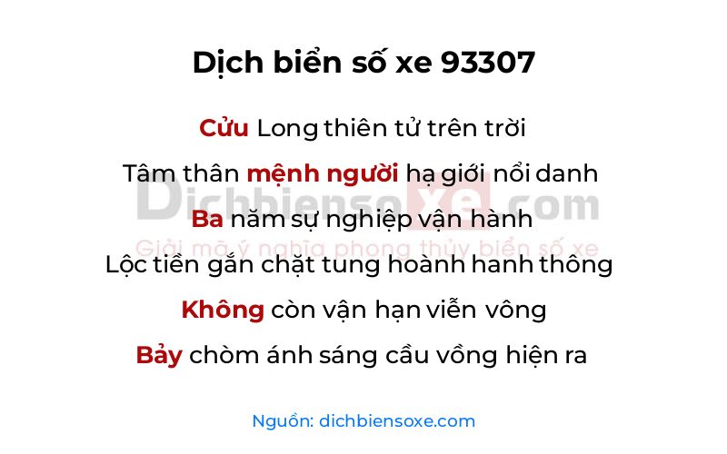 Dịch thơ biển số 93307