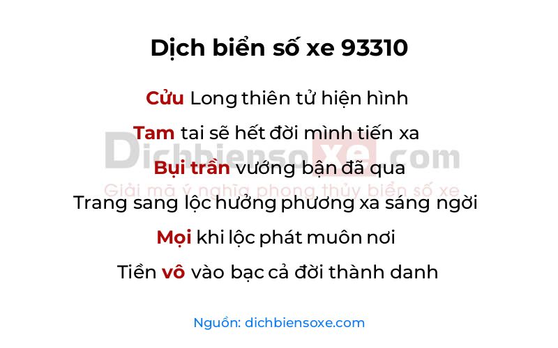 Dịch thơ biển số 93310