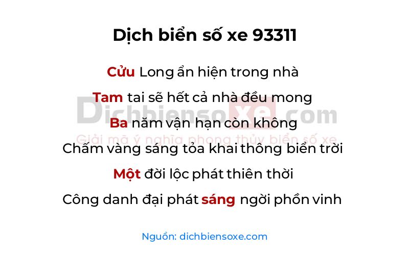 Dịch thơ biển số 93311