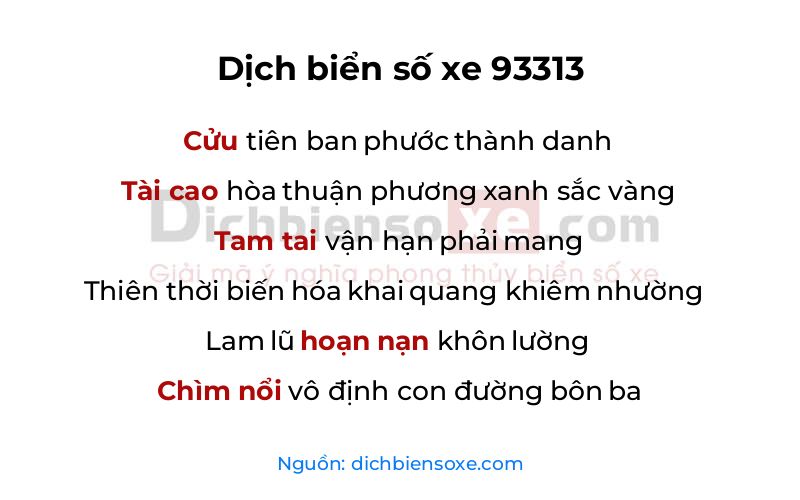 Dịch thơ biển số 93313
