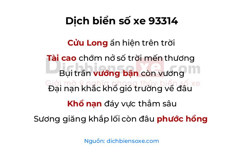 Dịch thơ biển số 93314