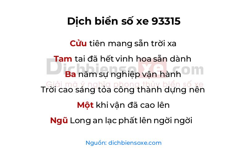 Dịch thơ biển số 93315